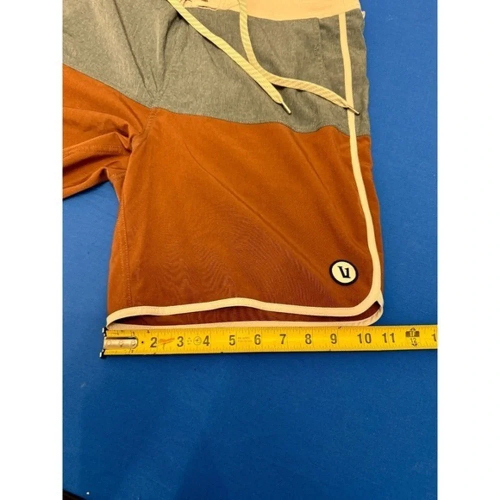 Vuori Colorblock Board Shorts Orange Gray V314 Size‎ 33 Surf Swim Trunks